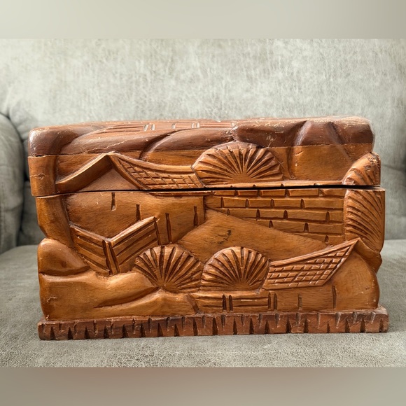 Hand-Carved Wooden Box - Picture 3 of 13
